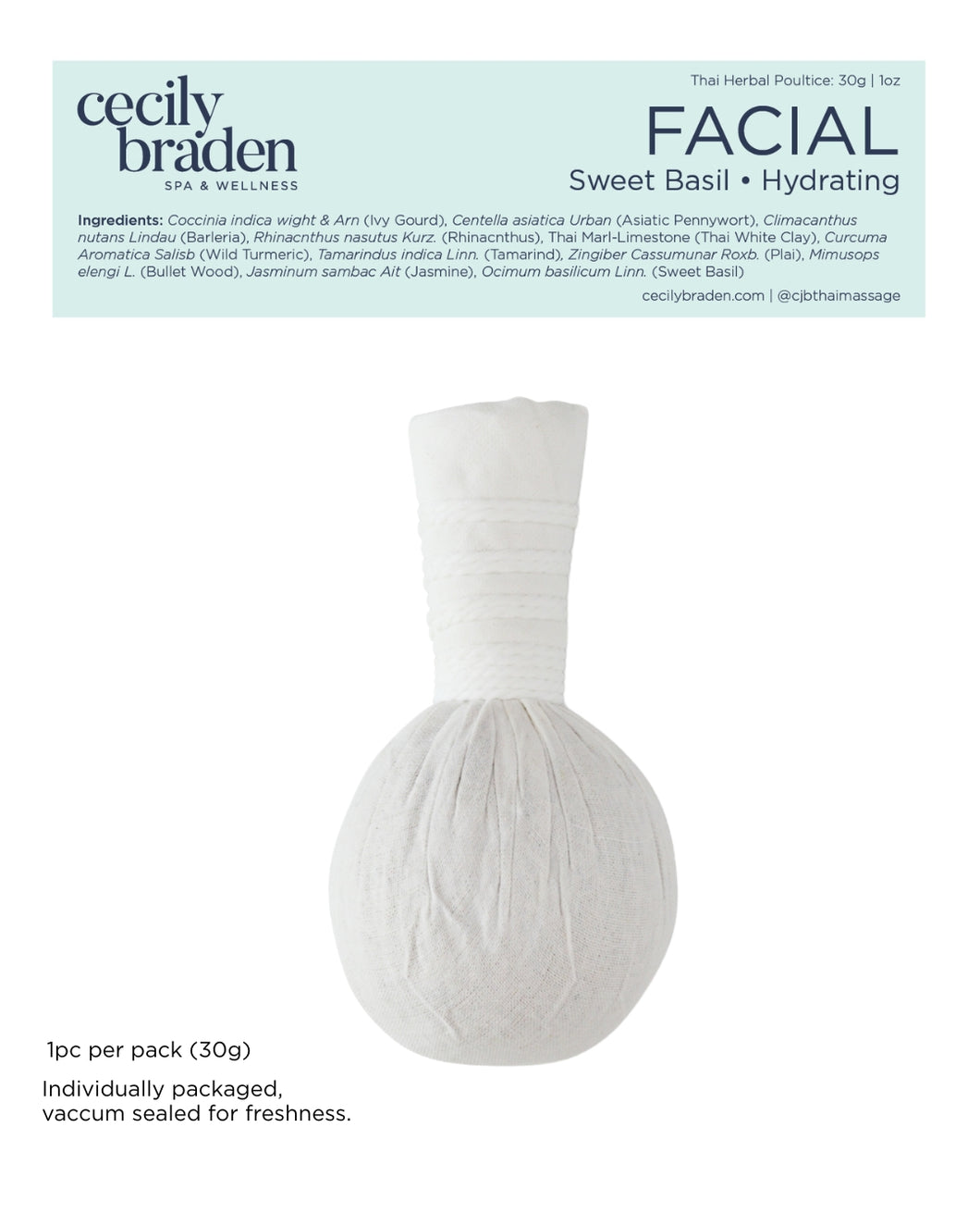 Cecily Braden Hydrating Sweet Basil Facial Herbal Poultice